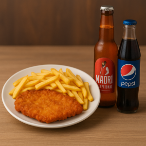 Combo Snitel pui+cartofi+ sos+pepsi/MADRI BERE 330ML