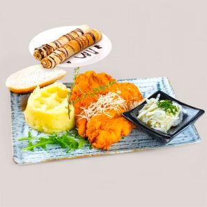 Meniu Mixt cu Snitel de Pui si Piure de Cartofi 