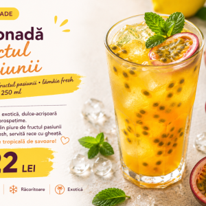 Limonadă fructul pasiunii •  gheață • 250 ml