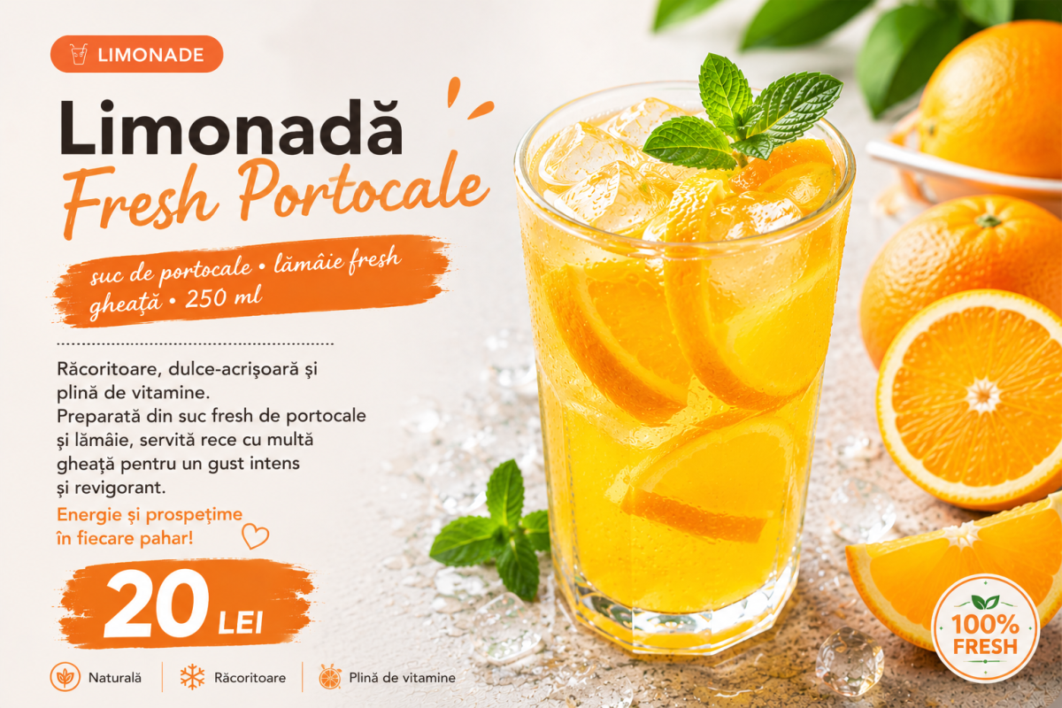 Limonadă Fresh Portocale  250 ml